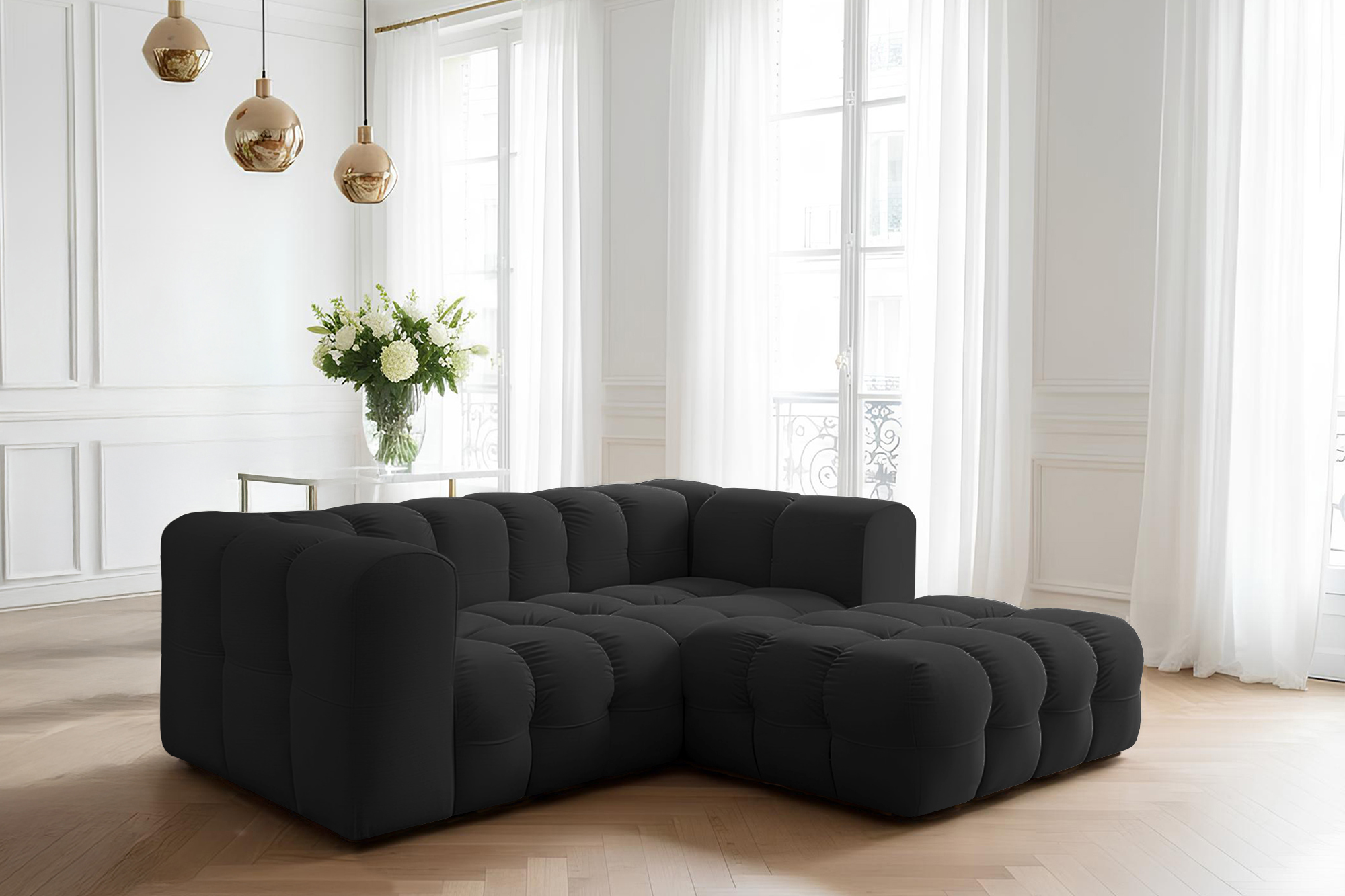 Baloo L-Form Mini Ecksofa Schwarz Tiffany 20